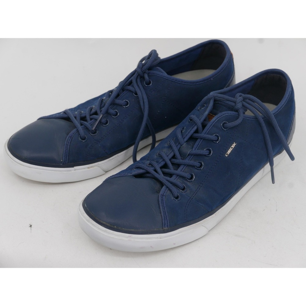 Geox Respira Shoes Blue Leather Low Top Lace Up Casual Sneakers Men's Size 10